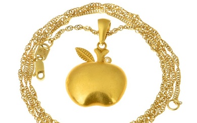 Necklace with pendant - 18 kt. Yellow gold Diamond