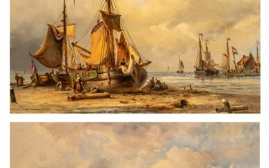 Nicolaas Martinus Wijdoogen (1824-1898), a pair of marines, oil on canvas, 36 x 50 cm...