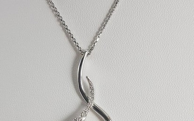 Nimei - 18 kt. White gold - Necklace with pendant Akoya pearl - Diamonds