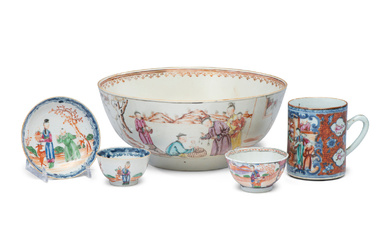 Nine Chinese Export Porcelain Table Articles
