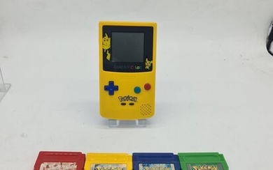 Nintendo Pokemon Gameboy Color Pikachu Edition + Pokemon Red, Blue, Yellow, Silver, Green, Trading - Console with games