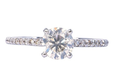 No Reserve Price - 1.21 ctw - 14 kt. White gold - Ring - 1.01 ct Diamond - Diamonds