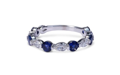No Reserve Price--- - 14 kt. White gold - Ring - Sapphires