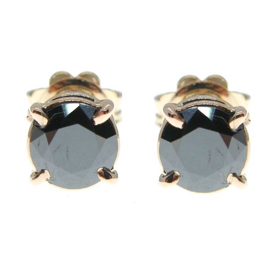 No Reserve Price - 18 kt. Pink gold - Earrings 1.94 ct - Black Diamonds