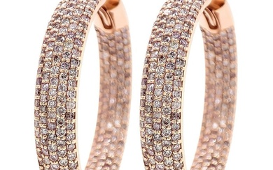 ***No Reserve Price*** IGI Certified 3.03 Carat Pink Diamonds Earrings - 14 kt. Pink gold - Earrings