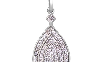 No Reserve Price - Necklace with pendant - 14 kt. White gold - 0.40 tw. Pink Diamond (Natural coloured)
