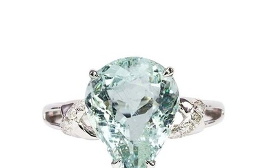 No Reserve Price Ring - White gold 3.07ct. Aquamarine - Diamond