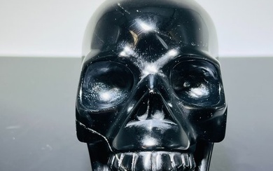 Obsidian Gemstone Skull Realistic Crystal Carving Carving - Natural Stone Carved skull - Skull, Edelsteinschädel - 90 mm - 80 mm - 130 mm - (1)