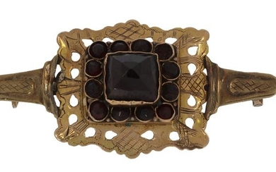 Omstreeks 1850 - 14 kt. Gold - Brooch Garnet