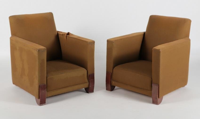 PR FRENCH UPHOLSTERED CLUB CHAIRS 1940