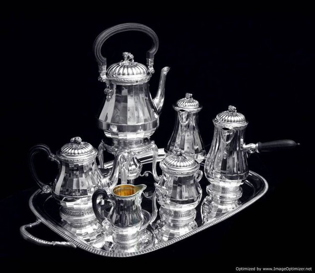 PUIFORCAT - 8pc. LOUIS XVI STERLING SILVER TEA / COFFEE