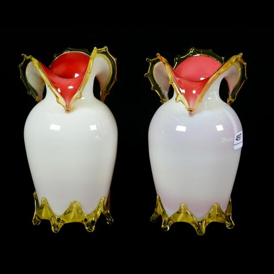 Pair Art Glass Vases