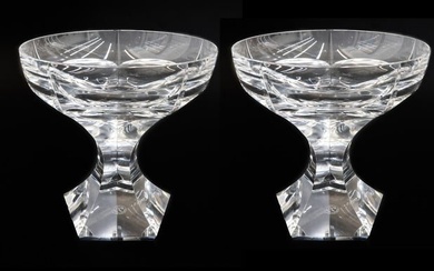 Pair Baccarat France Crystal Glass Champagne Saucer Sherbet Goblet in Mecure