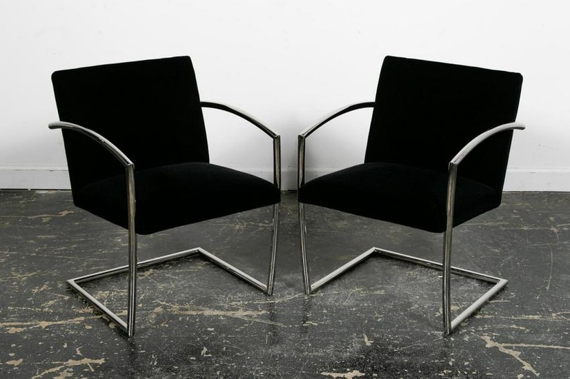 Pair, Brueton Chrome Upholstered "Romero" Chairs