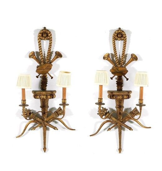 Pair French carved giltwood wall sconces (2pcs)