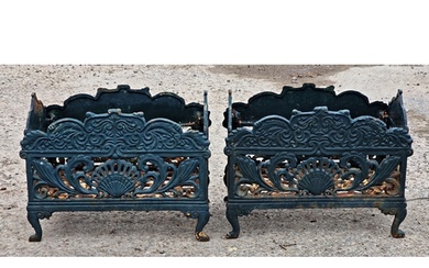 Pair of painted Victorian style cast iron plant stands with ...