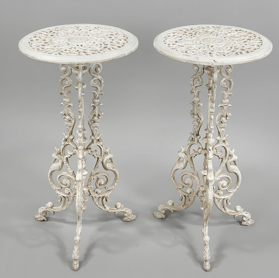 Pair of side tables, 19th/20th c., cast iron,...