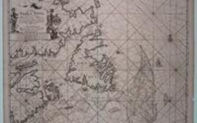 Pas-kaart, vande Zee-Kusten van Terra Nova Met de Byleggende Zee-Kusten van Francia Nova Canada en Accadie