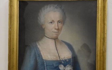 Pastel "Portrait de dame" époque Louis XVI (57 x 46cm)