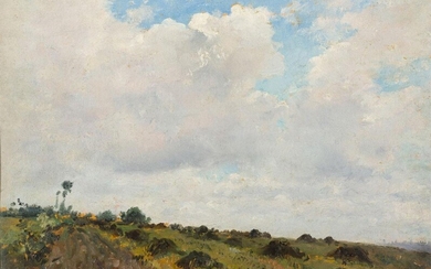 PaulÃ‚ Victor Mathey, French 1844-1929- Paysage Breton; oil on board, signed (signature scrubbed) (lower right), 19.4 x 27.5 cm. Provenance: with Arthur Tooth & Sons, London.; Anon. sale, Bonhams, London, 13 January 2004, lot 228.; Private...