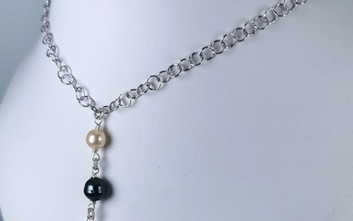 Pearl Trilogy Southsea & Tahiti Ø 7,2 to 11,3 mm Necklace - Silver Pearl