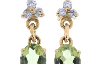 Peridot & diamond drop earrings
