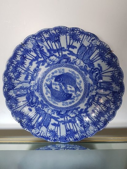 Plate - Arita, Blue and white - Porcelain - Transfer print export plate - Japan - Early 20th century