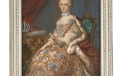 Portrait von Maria Leszczynska, Königin von Frankreich (Miniaturmalerei). Gouache auf Bein. 14