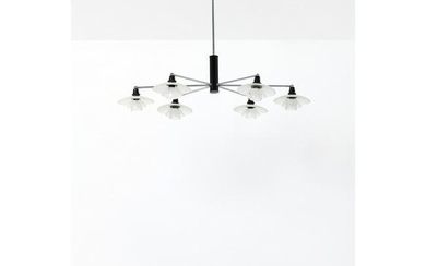 Poul Henningsen (1888-1959) Stem Fitting Suspension Chromed and lacquered metal, glass and bakelite