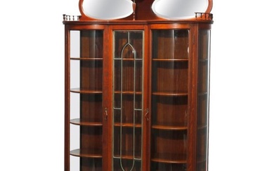 R J Horner School Oak & Leaded Glass China Cabinet, C1900