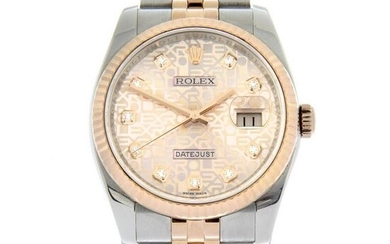 ROLEX - an Oyster Perpetual Datejust bracelet watch. Circa 1989. Stainless steel case with rose