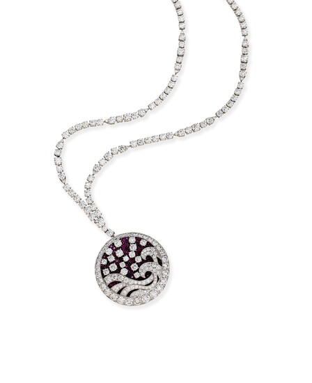 RUBY AND DIAMOND 'WAVE' PENDENT NECKLACE, GRAFF