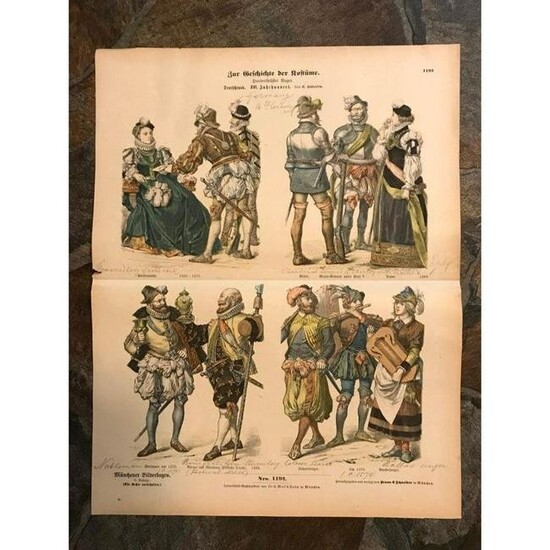 Rare 19thc German Costume Prints, 16th Century