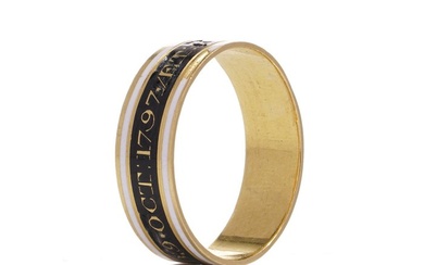 Ring Antique Georgian 22kt. yellow gold mourning band with inscription ' John Hall 1797 '
