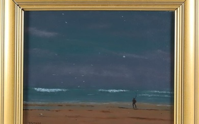 Robert Stark Jr. Oil on Canvas "Fast" Night Surfcasting
