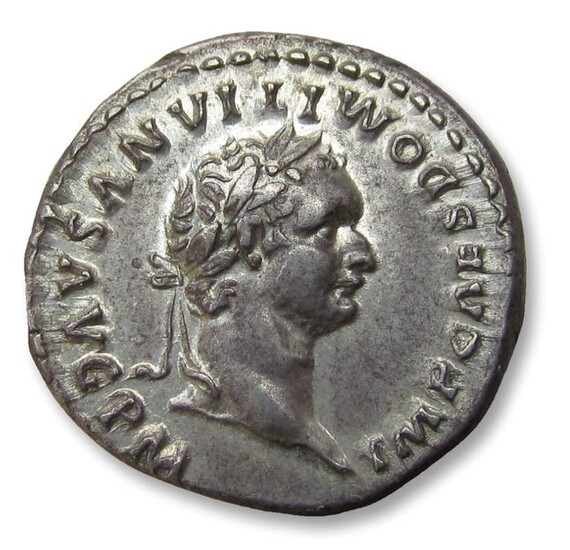 Roman Empire Domitian (AD 81-96). Silver Denarius - Fantastic coin with luster in fields, Rome 81 A.D. - TR P COS VII DES VIII P P Thunderbolt on draped throne