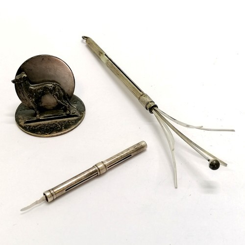 S Mordan & co silver toothpick (in used condition) t/w silve...