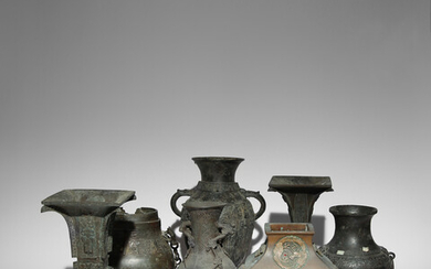 SEVEN CHINESE ARCHAISTIC BRONZE VESSELS