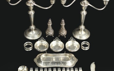SILVER. Grouping of Silver Flatware and Hollowware