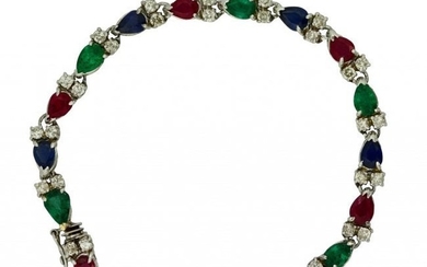 Sapphire, Ruby, Emerald and Diamond Bracelet