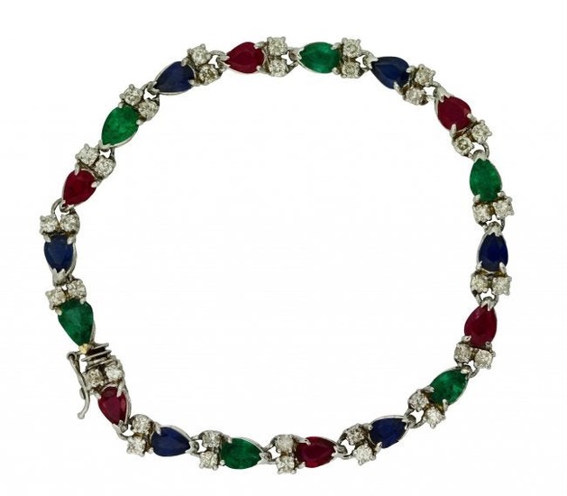 Sapphire, Ruby, Emerald and Diamond Bracelet