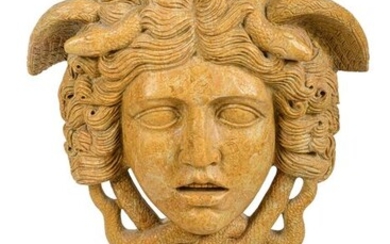 Sculpture, Big Medusa - cm. 70 - royal yellow marble - Second half 20th century