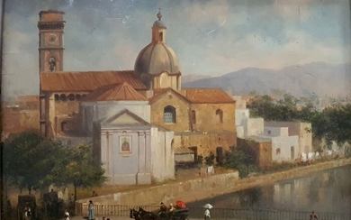 Scuola italiana, XIX secolo - Paesaggio meridionale