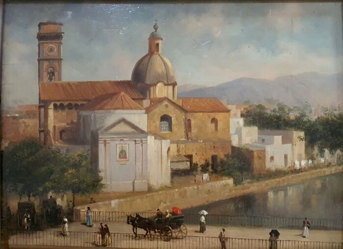 Scuola italiana, XIX secolo - Paesaggio meridionale