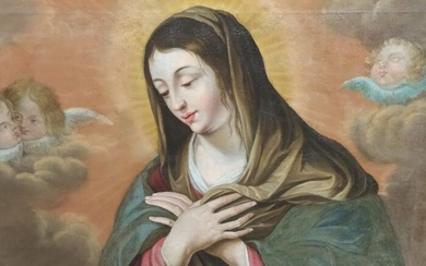 Scuola italiana - XVIII secolo - Madonna orante con putti