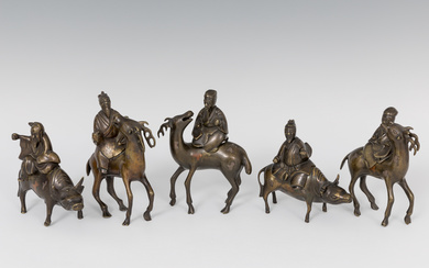 Set of five sculptures; China, Qing Dynasty, Xuantong period, 1909- 1912.