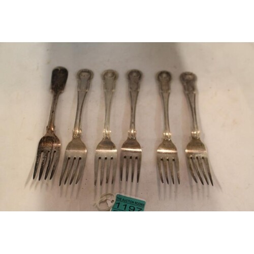 Six Irish Silver Dinner Forks by Law of Dublin (5 : 1844 and...