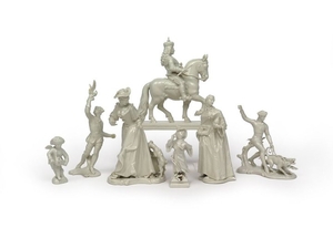 Six Nymphenburg white glazed figures modern, one o…