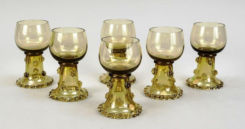 Six wine-glasses, around 1900