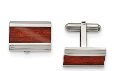 Stainless Steel Polished Red Wood Inlay